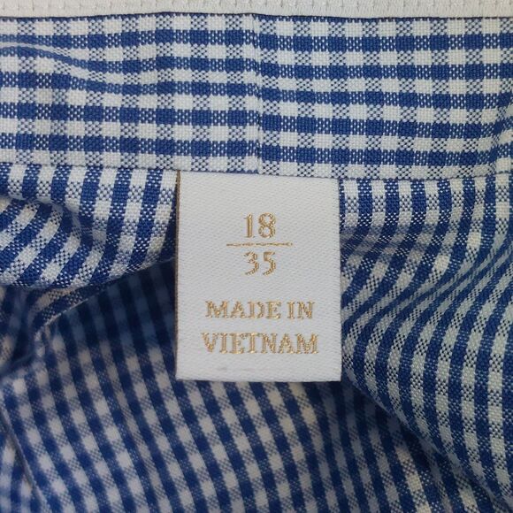 Roundtree & Yorke Advanced Gold Label Gingham Shirt Men's 18/34-35 No Iron NEW! - Picture 5 of 10